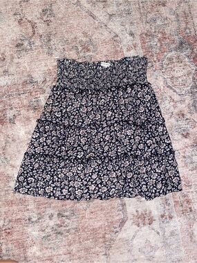 American Eagle Outfitters black Floral Smocked Tiered Mini
